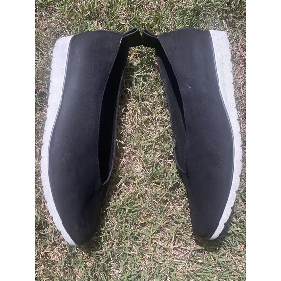 Eileen Fisher Humor Wedge Ballet Flat in Suede Black Size: 10 - Picture 5 of 6